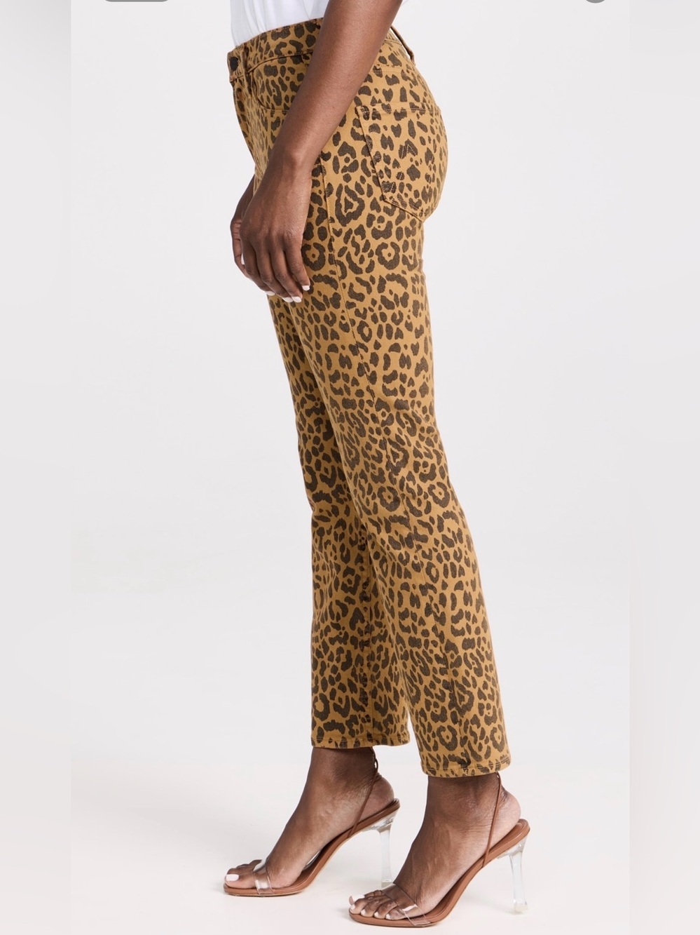 MOTHER The Hustler Ankle Fray Mid Waist Leopard Size 27 Luxury